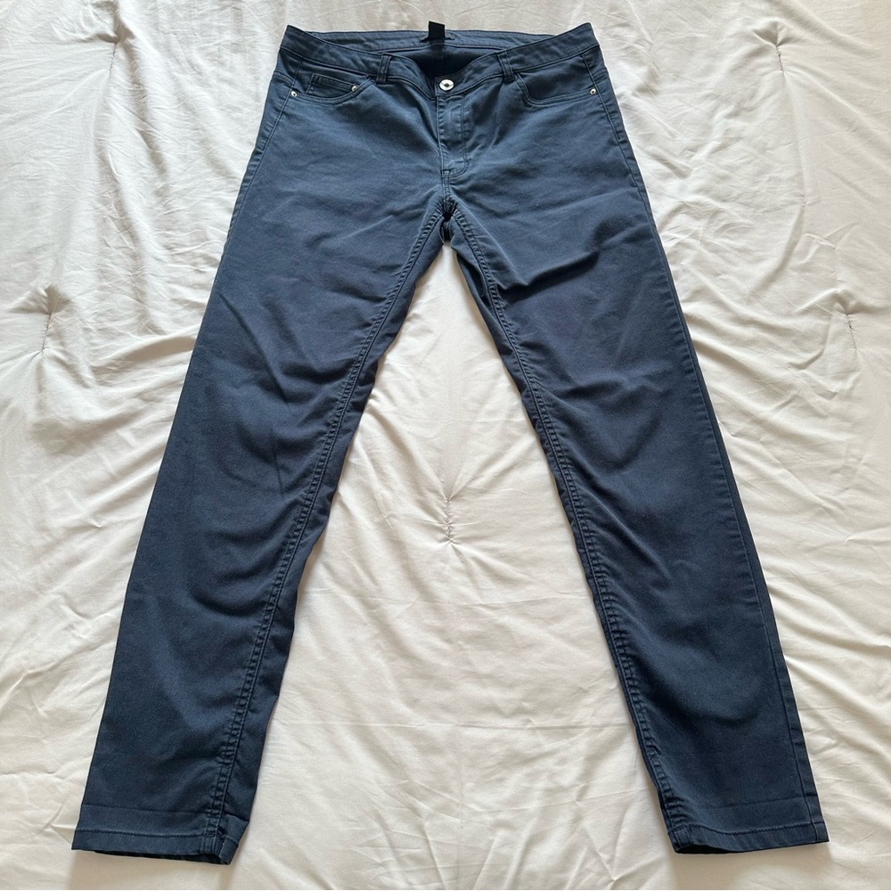 H&M Blue Straight Leg Pants Smooth Fabric